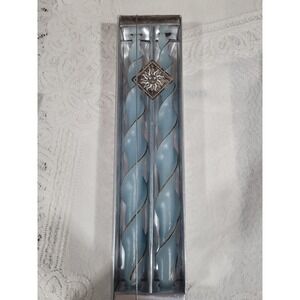 Vintage Set Illuminating Candle Company 14" Aqua Gold Candles Twisted 1994 DX34